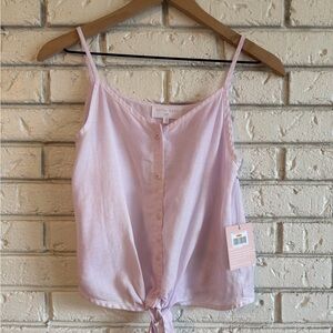 Bella Dahl Girl Pink Button-Front Tie Tank Top Size 12 NWT